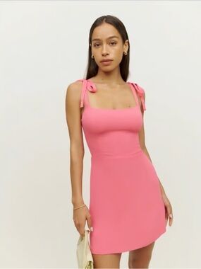 Reformation Annabelle Tie-Shoulder Pink Mini Dress